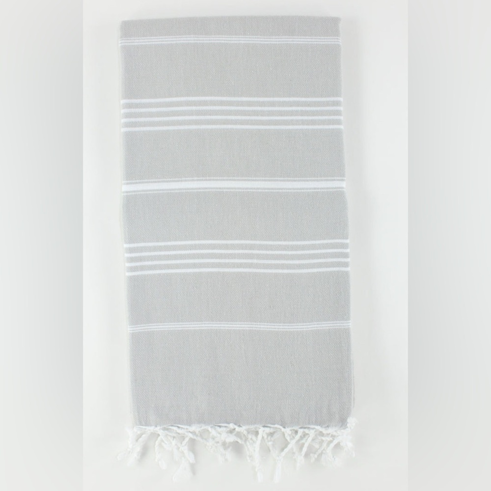 Gray and White Striped Turkish Towels set of 2-NWT